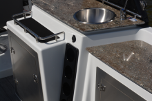 Sylvan S5 DC countertop and sink area Sylvan Marine Pontoon Boat