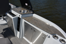 Sylvan S5 DC countertop and sink area Sylvan Marine Pontoon Boat